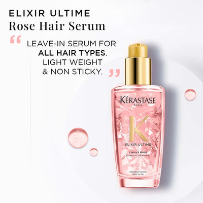 Kerastase Elixir Ultime - L'Huile Rose Radiance Beautifying Oil, 96 Hour Frizz Control(100ml)