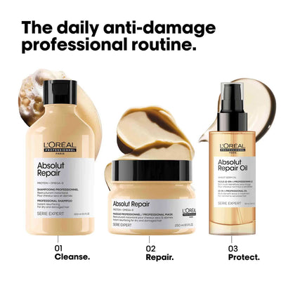 L'Oreal Absolut Repair Shampoo 300ml, for instantly resurfaced & repaired hair.