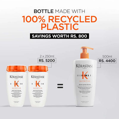 Kerastase Nutritive Bain Satin Riche, For Very Dry Hair, Gives 72Hr Hydration 500ml