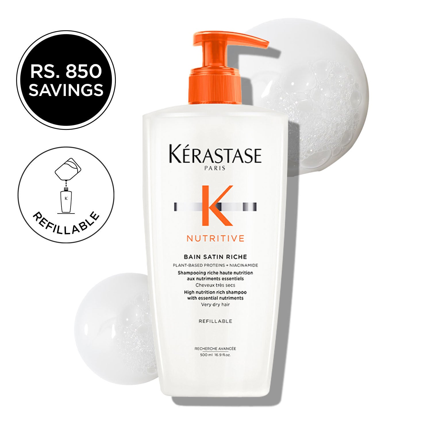 Kerastase Nutritive - Bain Satin Riche Shampoo 500ml — official Kérastase product image