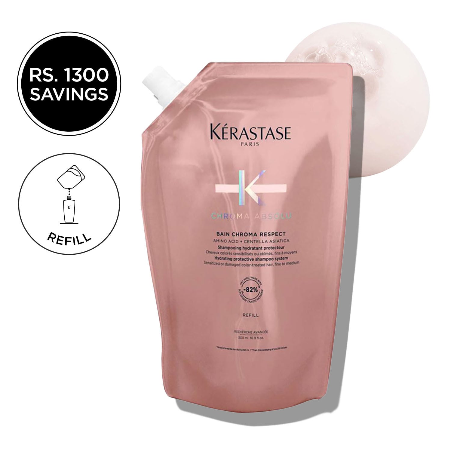 Kerastase Chroma Absolu - Bain Chroma Respect Shampoo 500ml Refill — official Kérastase product image