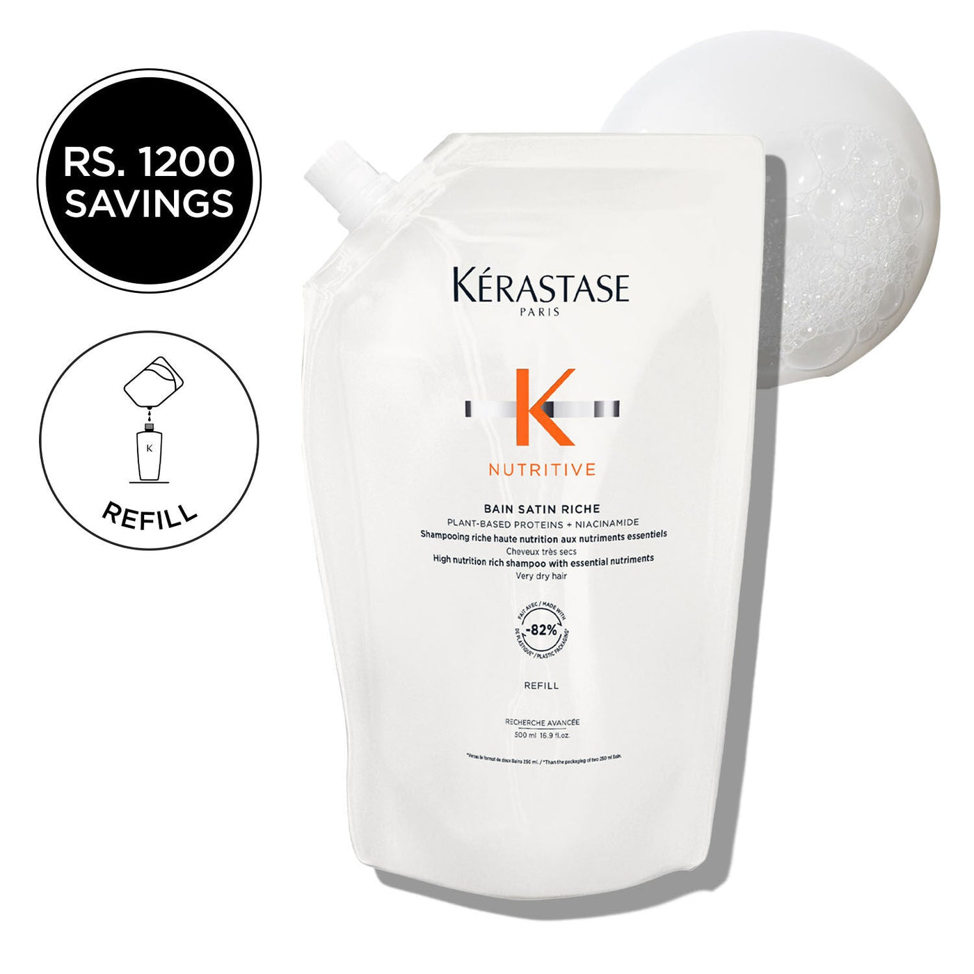 Kerastase Nutritive - Bain Satin Riche Shampoo Refill 500ml — official Kérastase product image