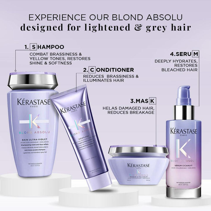 4個セット！Kérastase Bain Ultra-Violet 250ml Neutralize Brassiness and Enhance Blonde Hair with Kerastase Blond