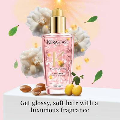 Kerastase Elixir Ultime - L'Huile Rose Radiance Beautifying Oil, 96 Hour Frizz Control(100ml) - Reflexions Salon