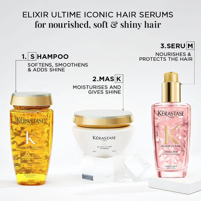 Kerastase Elixir Ultime - L'Huile Rose Radiance Beautifying Oil, 96 Hour Frizz Control(100ml) - Reflexions Salon