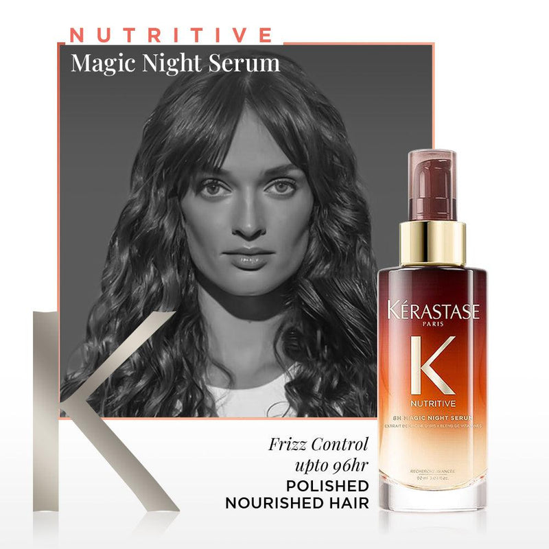 Kerastase Nutritive 8H Magic Night Serum, 96 Hr Frizz Control, Enriched with Vitamin E ( 90ml) - Reflexions Salon