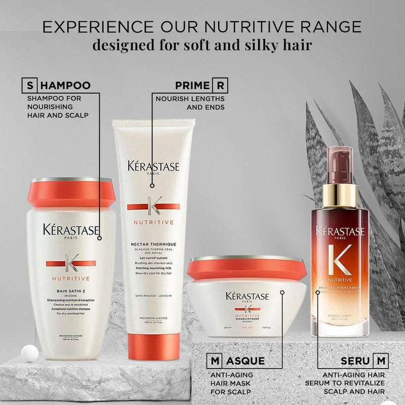 Kerastase Nutritive 8H Magic Night Serum, 96 Hr Frizz Control, Enriched with Vitamin E ( 90ml) - Reflexions Salon