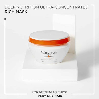 Kerastase Nutritive Masquintense Riche Mask, 72Hr Nourishing Mask For Thick Hair, Hydrates Hair (200ml) - Reflexions Salon