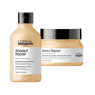 L'Oreal Professional Absolut Hair Repair Kit - Shampoo + Mask, For Dry & Damaged Hair (300ml +250gms) - Reflexions Salon