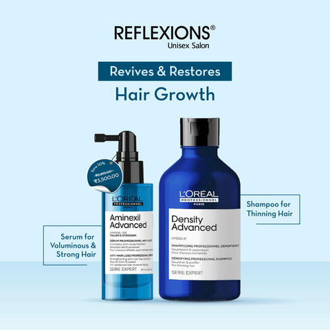 L'Oréal Professionnel Anti-Hair Loss Regime with Density Advanced Shampoo (300ml) & Aminexil Advanced (90ml)