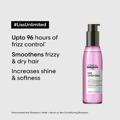 L'Oreal Professionnel Liss Unlimited Shampoo 300ml, Hair Mask 250gm & Hair Serum 125ml, Serie Expert, For Intense Smoothing and Frizz-Free Hair - Reflexions Salon