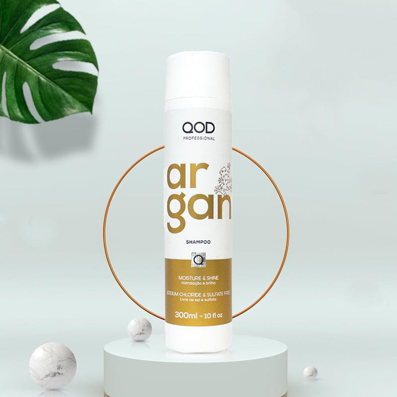 QOD Professional Argan Shampoo,For Damaged & Dry Hair, Revitalises Hair, Sulphate Free (300ml) - Reflexions Salon